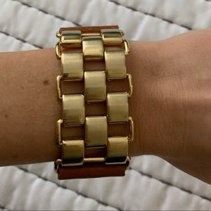 Gold and tan leather bracelet